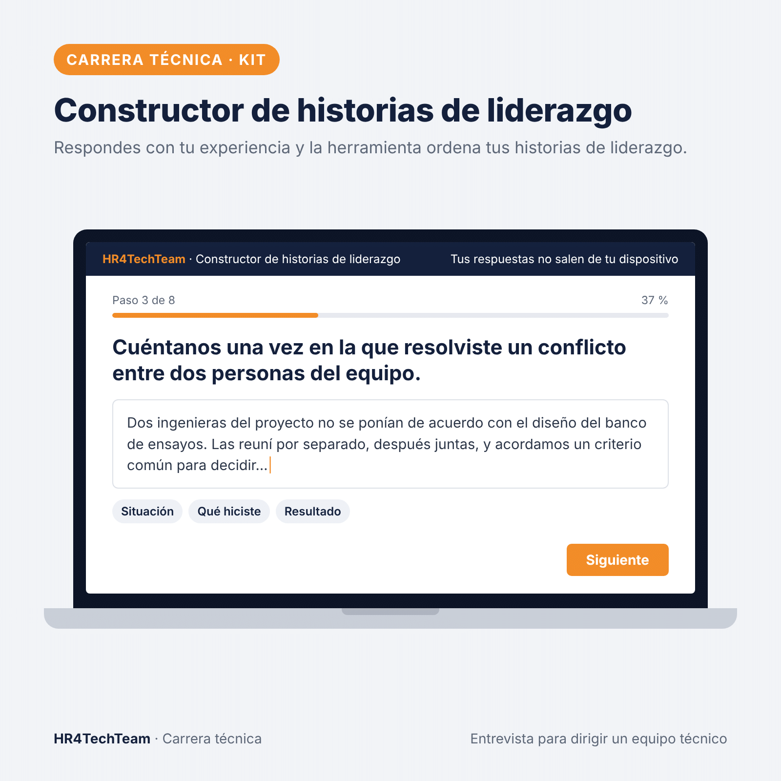 Kit de entrevista para dirigir un equipo técnico: pantalla 1